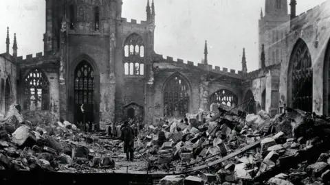 PA Media The bombed cathedral