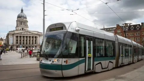 Tram in city centre