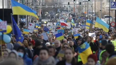 EPA Thousands of people protested against the invasion in Brussels on Sunday