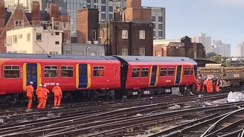 Derailed train