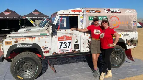 Marcella Kirk (left) and Helen Tait-Wright who are competing in the Dakar Rally