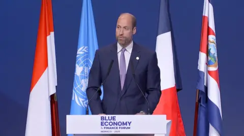 Prince William delivering a speech at the Blue Economy and Finance Forum in Monaco on Sunday