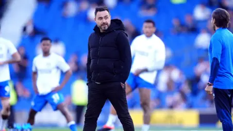 Adam Davy/PA Wire Brighton and Hove Albion manager Roberto De Zerbi before the Premier League match at the Amex Stadium on Wednesday