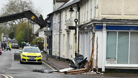 The scene of a ram raid in Sawbridgeworth