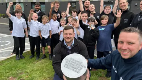 Pupils and staff at the opening event of Bowman Academy in Leicestershire