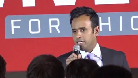 Vivek Ramaswamy speaks at a victory party