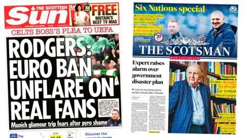 The front pages of the Scottish Sun and the Scotsman