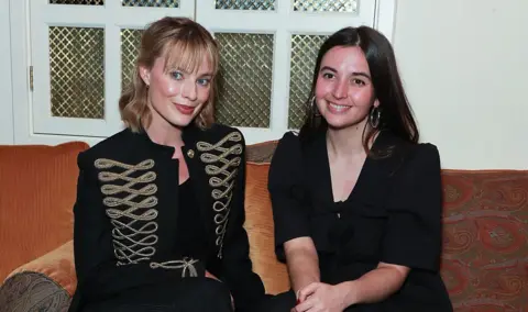 Getty Images Margot Robbie (L) and Ava Pickett attend the press night after party for "1536" at House of Louie on May 12, 2026 in London, England.