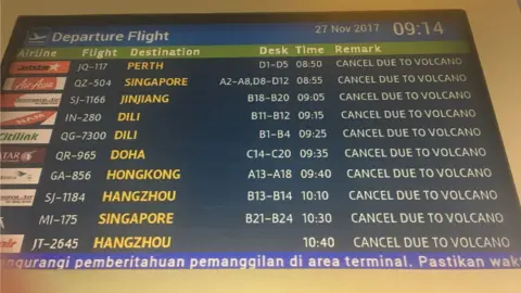 Holly Pelham Photo of cancelled flights in Denpasar airport in Bali on 27 November 2017