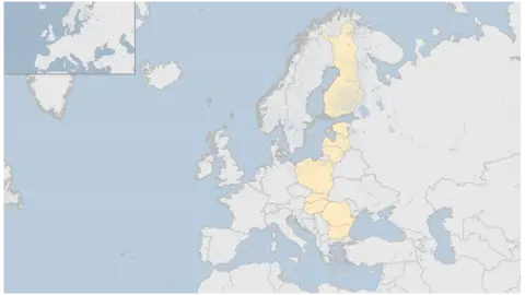 Map showing eastern border of the EU