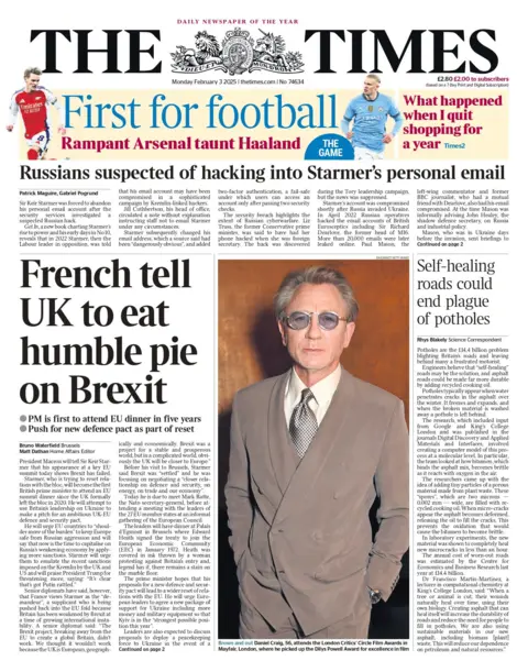 The Times front page