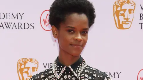 Getty Images Letitia Wright at the 2021 Bafta TV Awards