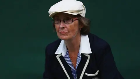 A woman line judge at Wimbledon