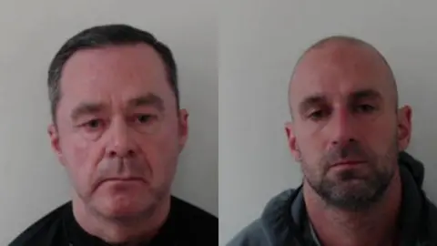 Police Scotland Left: Raymond Platt standing against a grey background. He is looking slightly off camera. He has dark hair and thick, dark eyebrows. He is wearing a black t-shirt. 
Right: Craig Colquhoun standing against a grey background. He is bald. He has a short grey, stubbly beard. He is wearing a dark grey hoodie.