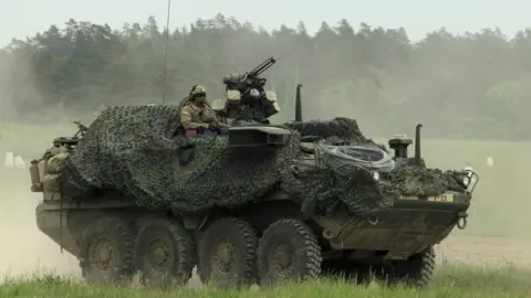 EPA Armoured vehicle in Nato Puma-17 military exercise in Orzysz, Poland, 26 May 17