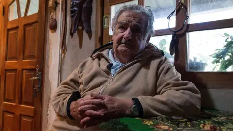 AFP Uruguay's Jose Mujica being interviewed at his house outside Montevideo in 2014.