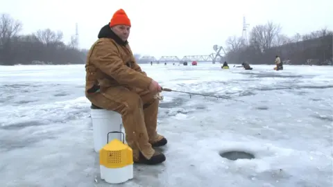 BBC Thomas Darabos, fishing for walleye on the frozen Saginaw River