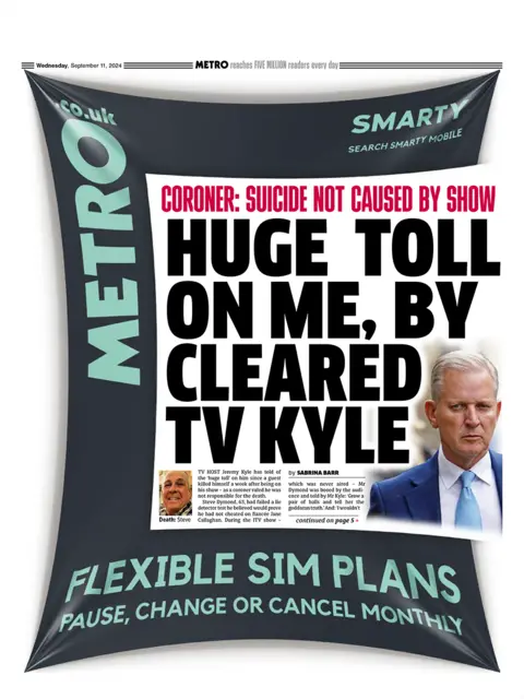 Metro beforehand   leafage   with header  "Huge toll connected  me, by cleared TV Kyle"