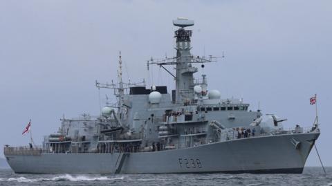 The Type 23 frigate HMS Northumberland which was built on the River Tyne