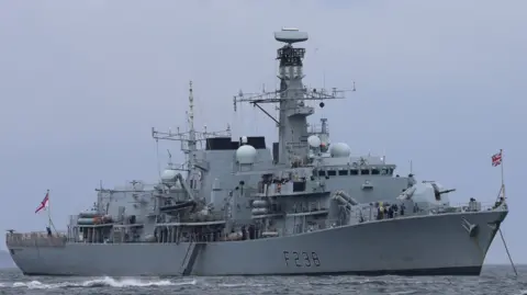 PA Media The Type 23 frigate HMS Northumberland which was built on the River Tyne