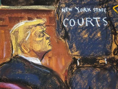 Trump listens to verdict as seen in court sketch