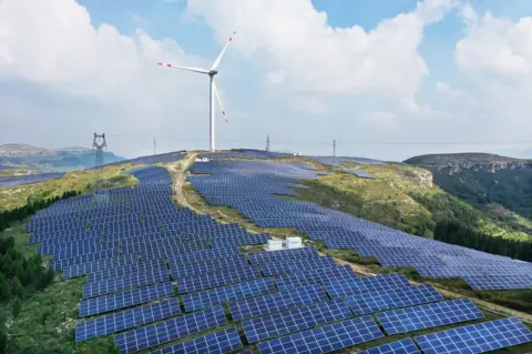 Getty Images Hybrid wind-solar plant at Zaozhuang, China