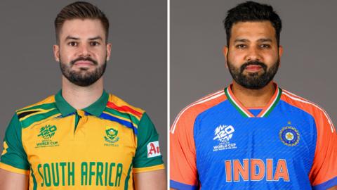 A split image of South Africa captain Aiden Markram (left) and India captain Rohit Sharma (right)