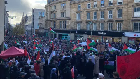 Protestors in Glasgow