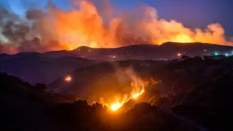 Getty Images A wildfire has burned Thousand Oaks on Thursday night and throughout Friday