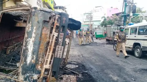 Crowds of protesters set fire to vehicles and also attacked police property after police fired on crowds protesting against an allegedly blasphemous Facebook post. August 2020