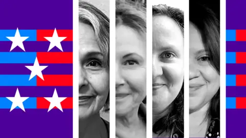 BBC Graphic with the faces of 4 female voters