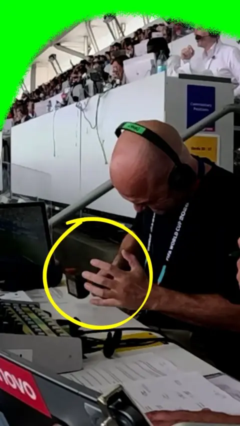 Danny Murphy banging the microphone against the table from the comms booth as England play France in the 2026 World Cup.
