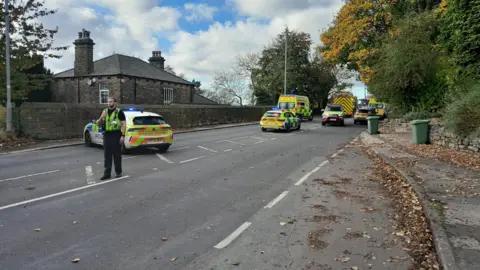 The scene of a road crash in Leeds, with 