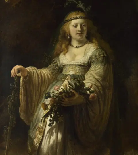 National Gallery Saskia van Uylenburgh in Arcadian Costume, 1635, by Rembrandt