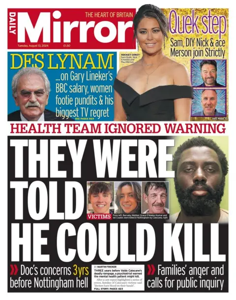 The headline in the Daily Mirror reads: They were told he could kill