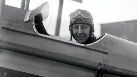 Undated file photo of aviator Amy Johnson in an aircraft