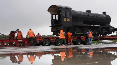 PA MEDIA The Q7 locomotive is moved into Locomotion's £8m New Hall in in Shildon, County Durham as part of the National Railway Museum's biggest ever shunt of 46 vehicles