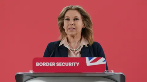 PA New Labour MP Natalie Elphicke, speaks prior to a speech by Labour Party leader Sir Keir Starmer, during a visit to Dover