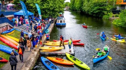 Leicester City Council Boats on the River Soar in Leicester