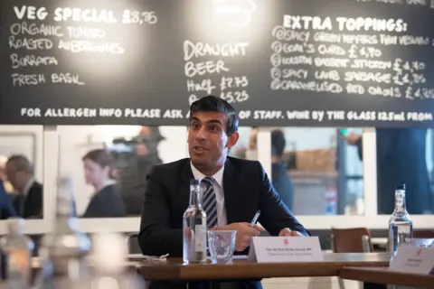 STEFAN ROUSSEAU UK Chancellor Rishi Sunak hosts a meeting at a pizza restaurant in October