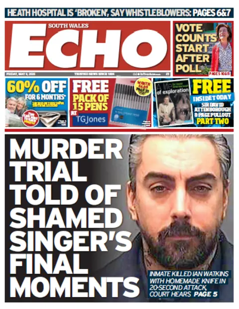 South Wales Echo Front page of the South Wales Echo 