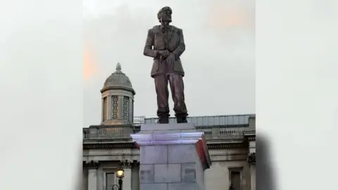 PA Media The memorial statue of Battle of Britain hero Sir Keith Park is unveiled on the fourth plinth