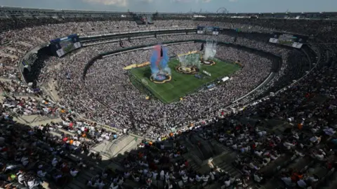 Getty Images An aerial view of a packed MetLife Stadium in  New Jersey before a Club World match kicked off under a blue sky in July 2025.