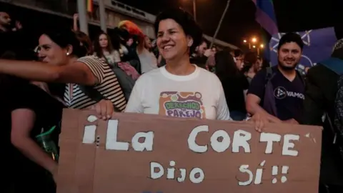 Reuters People celebrate after the Inter-American Court of Human Rights called on Costa Rica and Latin America to recognize equal marriage, in San Jose, Costa Rica, January 9, 2018. The sign reads: "The court said yes".