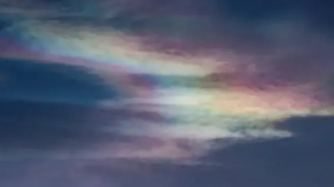 A colourful rainbow cloud spotted in Sawley, Derbyshire