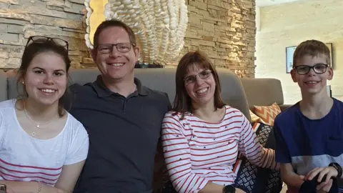 Family photo Left to right: Sally Stephenson's daughter Anna, 15, her husband Tim, Sally Stephenson and her son Ben, 13