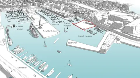 Ports of Jersey A digital image showing the site from the air. 