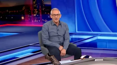 Gary Linekar sat in the Match of the Day studio