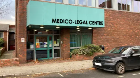 Oli Constable/BBC The exterior of the Medico-Legal Centre in Sheffield where the inquest is being held.