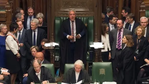 Reuters Speaker John Bercow, surrounded by MPs in the House of Commons